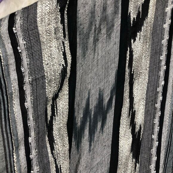 Big Buddha Boho Fringe Kimono Cardigan – Black Gray Striped Drape Open Front - Picture 5 of 7